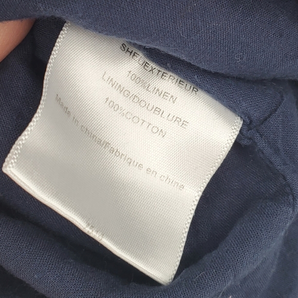 Tory Burch Short Sleeve Linen Navy and Pink Square Fit Flare Mini Dress 4 Small - Picture 12 of 13